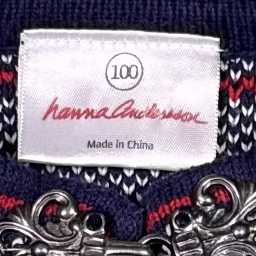 Hanna Andersson Kids Nordic Fair Isle Metal Clasps‎ Sweater Cotton US Sz 4